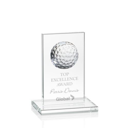 Awards and Plaques - Crystal Trophies - Spive Golf Clear Rectangle Crystal Trophy