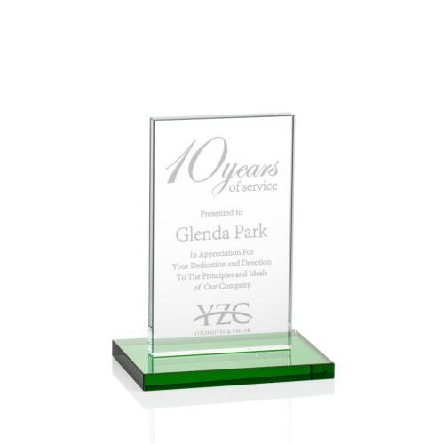 Awards and Plaques - Crystal Trophies - Riggs Green Rectangle Crystal Trophy