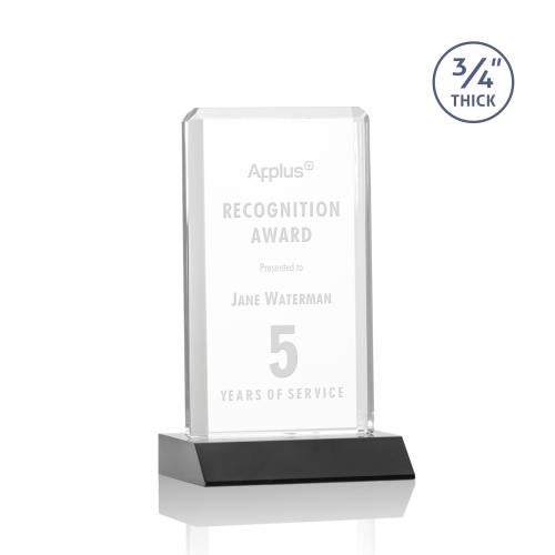 Awards and Plaques - Crystal Trophies - Stubbs Black Rectangle Crystal Trophy
