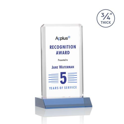 Awards and Plaques - Custom Trophies - Stubbs Full Color Sky Blue Rectangle Crystal Trophy