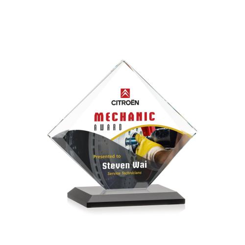 Awards and Plaques - Crystal Trophies - Latham Full Color Black Crystal Trophy