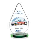 Moyer Full Color Green Tear Drop Crystal Trophy