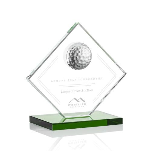 Awards and Plaques - Crystal Trophies - Humphrey Golf Green Globe Crystal Trophy