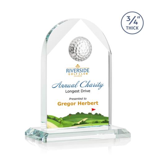 Awards and Plaques - Crystal Trophies - Cortez Golf Full Color Starfire Globe Crystal Trophy