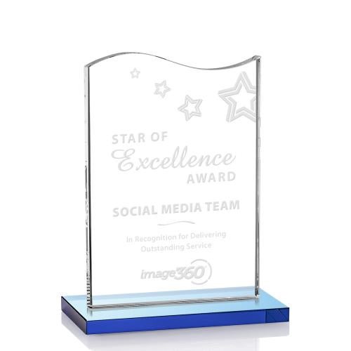 Awards and Plaques - Crystal Trophies - Dobbs Sky Blue Unique Crystal Trophy