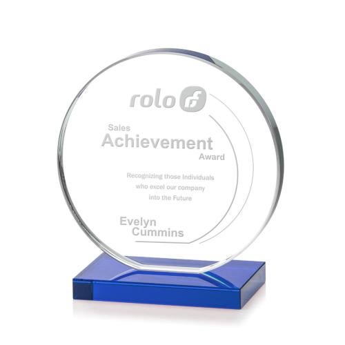 Awards and Plaques - Crystal Trophies - Drummond Blue Circle Crystal Trophy