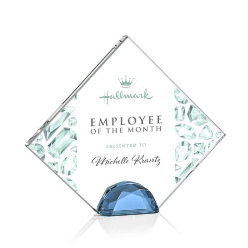 Awards and Plaques - Crystal Trophies - Galvan Full Color Sky Blue Crystal Trophy