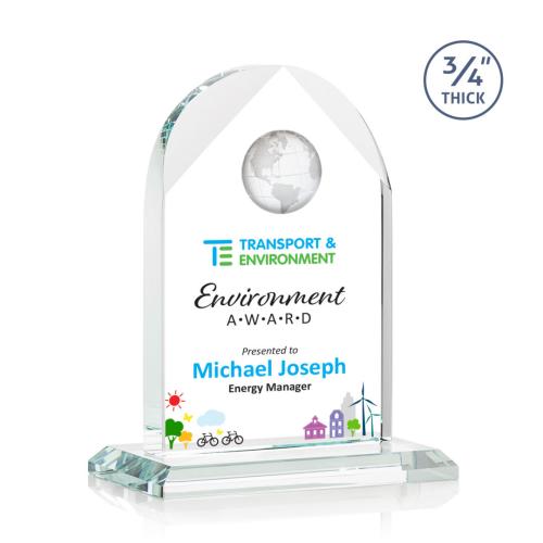 Awards and Plaques - Crystal Trophies - Cortez Full Color Starfire Globe Crystal Trophy