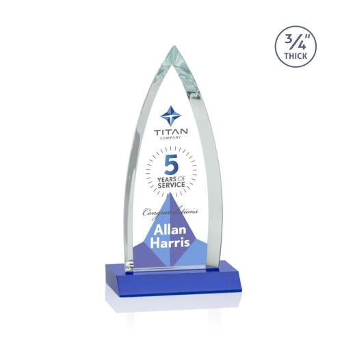 Awards and Plaques - Crystal Trophies - Valdes Full Color Blue Peaks Crystal Trophy