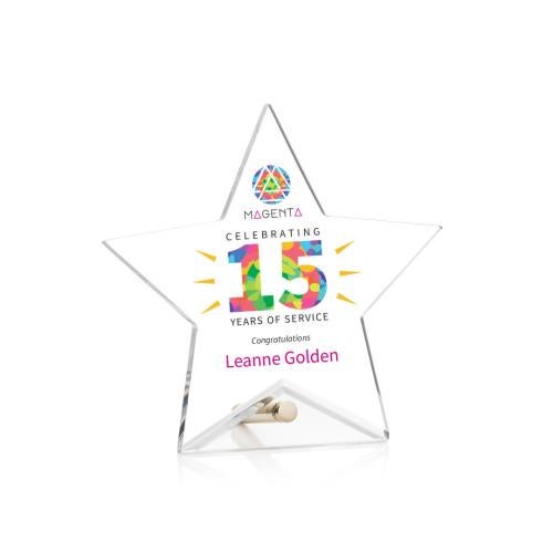 Awards and Plaques - Acrylic Trophies - Jewell Star Full Color Gold Acrylic Trophy