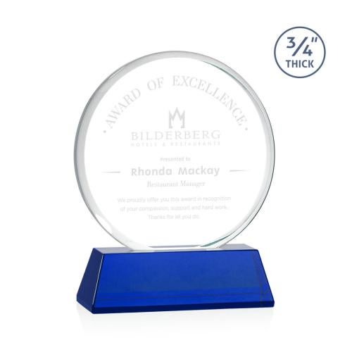 Awards and Plaques - Crystal Trophies - Juarez on Helton Blue Circle Crystal Trophy
