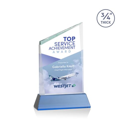 Awards and Plaques - Crystal Trophies - Brito Full Color on Helton Sky Blue Peaks Crystal Trophy