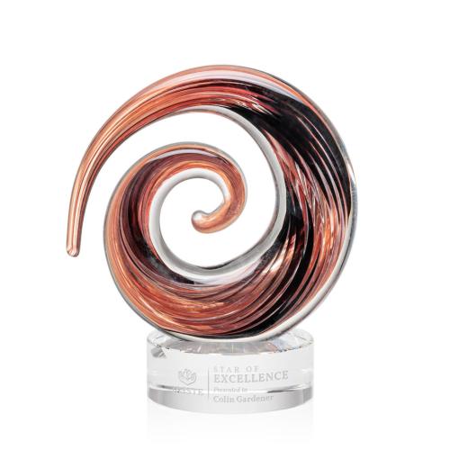 Awards and Plaques - Glass Trophies - Art Glass Trophies - Moran on Lockwood Clear Circle Glass Trophy