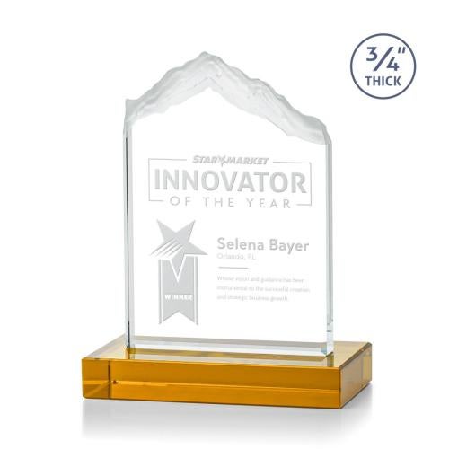Awards and Plaques - Crystal Trophies - Lowery Amber Peaks Crystal Trophy