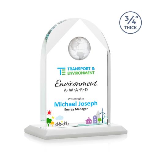 Awards and Plaques - Crystal Trophies - Cortez Full Color Fagan Globe Crystal Trophy