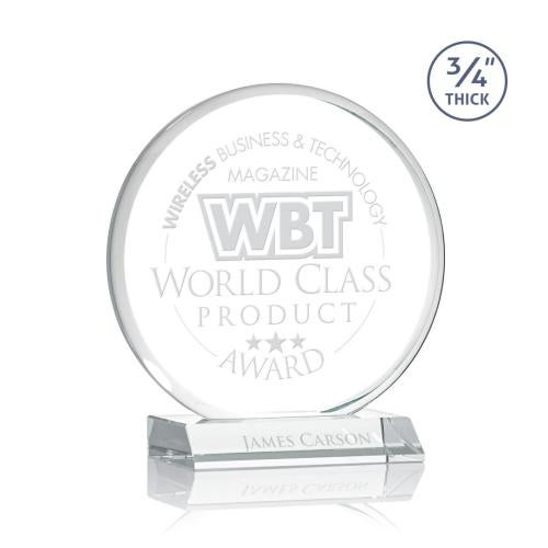 Awards and Plaques - Crystal Trophies - Juarez Clear Circle Crystal Trophy