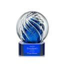 Truong on Half Round Base Blue Globe Glass Trophy