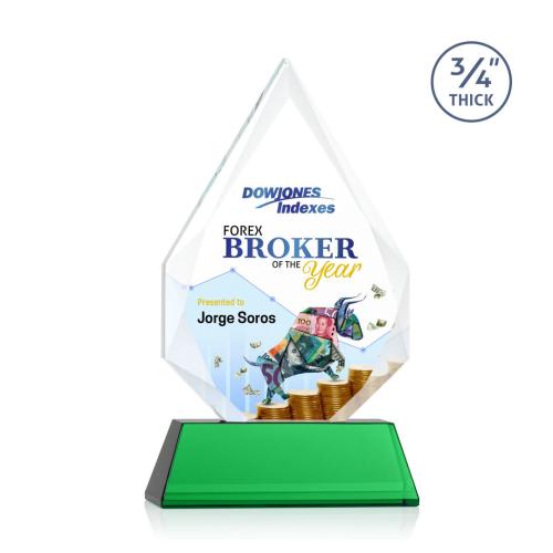 Awards and Plaques - Crystal Trophies - Archer Full Color on Helton Green Peaks Crystal Trophy
