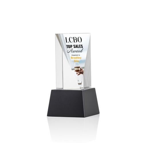 Awards and Plaques - Crystal Trophies - Montes Full Color on Base Black Towers Crystal Trophy