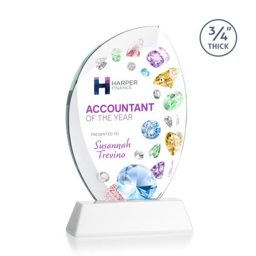 Awards and Plaques - Crystal Trophies - Oakes Full Color on Helton Base Fagan Flame Crystal Trophy