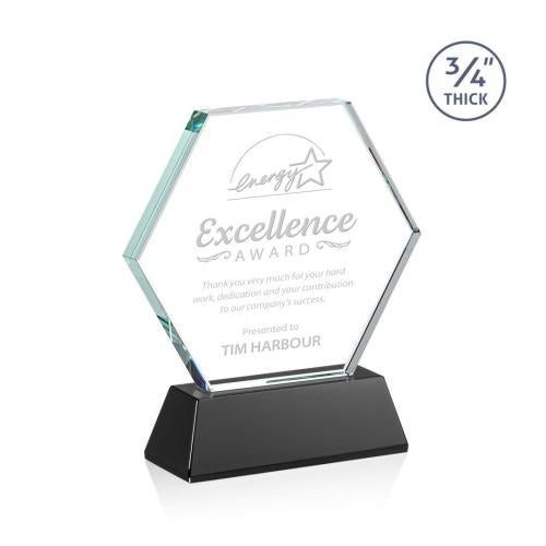 Awards and Plaques - Crystal Trophies - Pagan on Helton Black Polygon Crystal Trophy