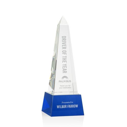 Awards and Plaques - Crystal Trophies - Slaughter Obelisk on Base - Blue