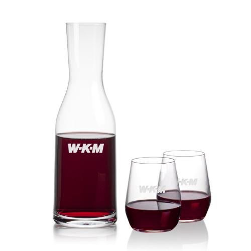 Custom Barware Glasses - Carafes - Dennis Carafe & Nixon Stemless Wine