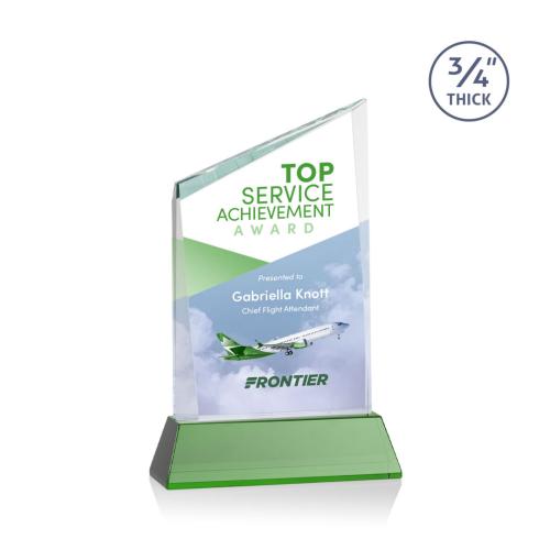 Awards and Plaques - Crystal Trophies - Brito Full Color on Helton Green Peaks Crystal Trophy