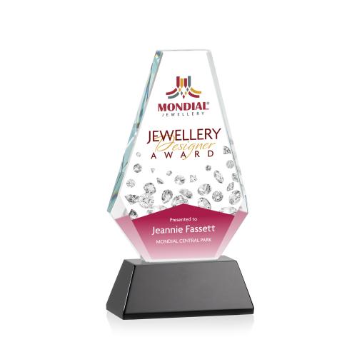 Awards and Plaques - Crystal Trophies - Mcleod Full Color on Helton Base Black Polygon Crystal Trophy