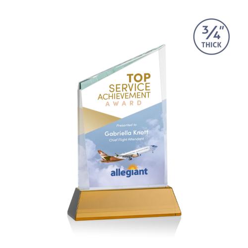 Awards and Plaques - Crystal Trophies - Brito Full Color on Helton Amber Peaks Crystal Trophy