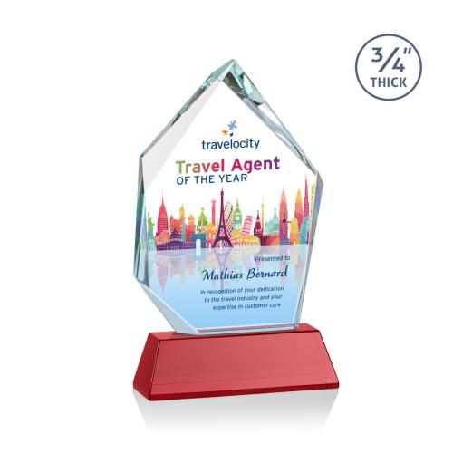 Awards and Plaques - Crystal Trophies - Boone Ice Peak Full Color on Helton Red Peaks Crystal Trophy