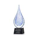 Striation on Small Crystal Base Black Tear Drop Glass Trophy