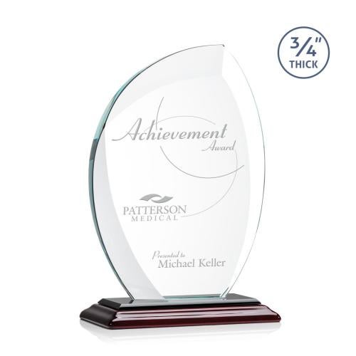 Awards and Plaques - Crystal Trophies - Oakes Rosewood Flame Crystal Trophy