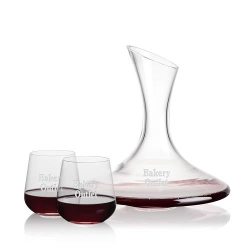 Custom Barware Glasses - Carafes - Godfrey Carafe & Cooley Stemless Wine