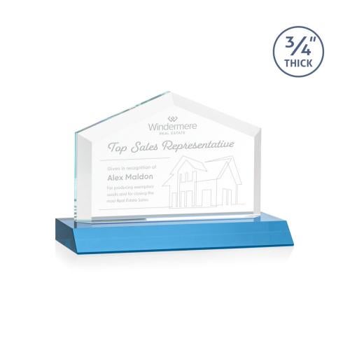 Awards and Plaques - Crystal Trophies - Realtor Sky Blue Peaks Crystal Trophy