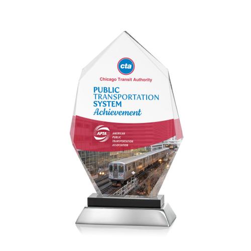 Awards and Plaques - Crystal Trophies - Padgett Full Color Black Polygon Crystal Trophy