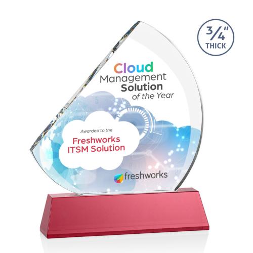 Awards and Plaques - Crystal Trophies - Yanez Full Color on Helton Red Peaks Crystal Trophy