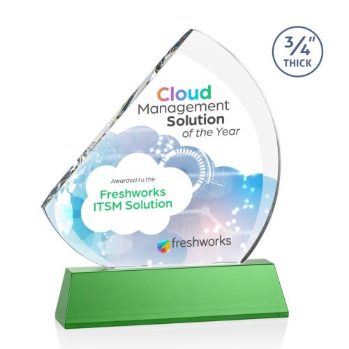 Awards and Plaques - Crystal Trophies - Yanez Full Color on Helton Green Peaks Crystal Trophy