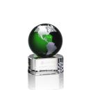 Sawyer Green/Silver Globe Crystal Trophy