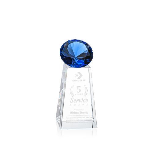 Awards and Plaques - Crystal Trophies - Tall Sapphire Crystal Trophy