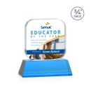 App Full Color on Helton Sky Blue Square / Cube Crystal Trophy