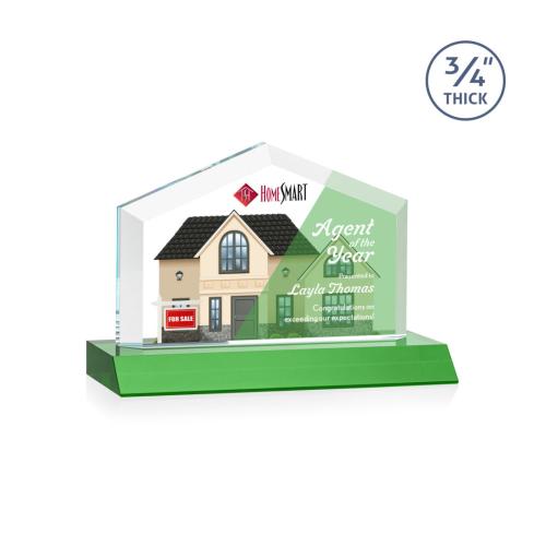 Awards and Plaques - Crystal Trophies - Realtor Full Color Green Peaks Crystal Trophy