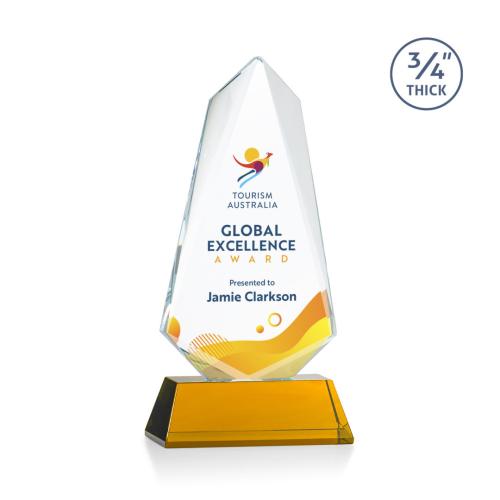 Awards and Plaques - Crystal Trophies - McMullen  Full Color on Helton Amber Unique Crystal Trophy