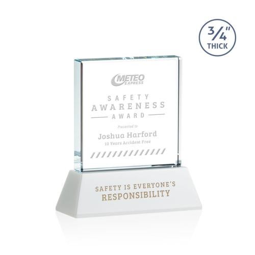 Awards and Plaques - Crystal Trophies - Landers on Helton Fagan Square / Cube Crystal Trophy