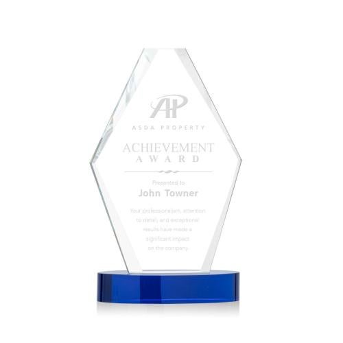 Awards and Plaques - Crystal Trophies - Goode Blue Polygon Crystal Trophy