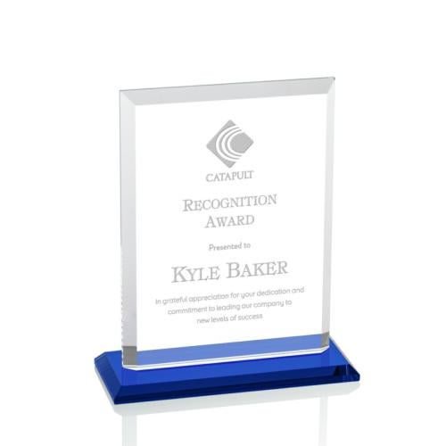 Awards and Plaques - Crystal Trophies - Villa Blue Rectangle Crystal Trophy