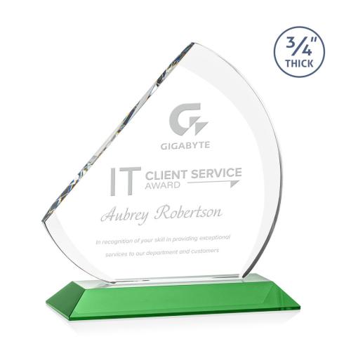Awards and Plaques - Crystal Trophies - Yanez Green Peaks Crystal Trophy