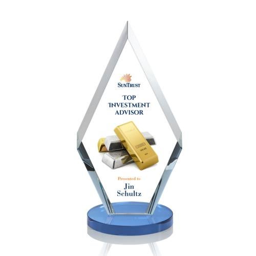 Awards and Plaques - Crystal Trophies - Fitzgerald Full Color Sky Blue Crystal Trophy