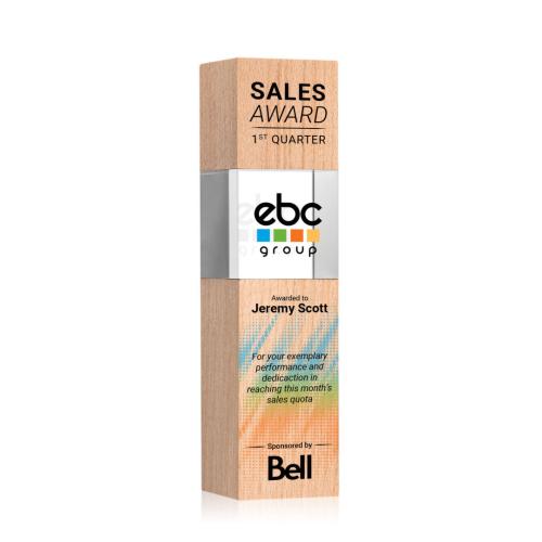 Awards and Plaques - Crystal Trophies - Price Full Color Beechwood Towers Wood Trophy