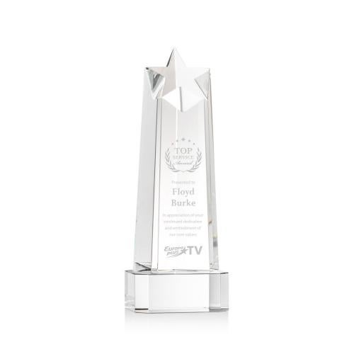 Awards and Plaques - Crystal Trophies - Delaware Star on Base - Clear